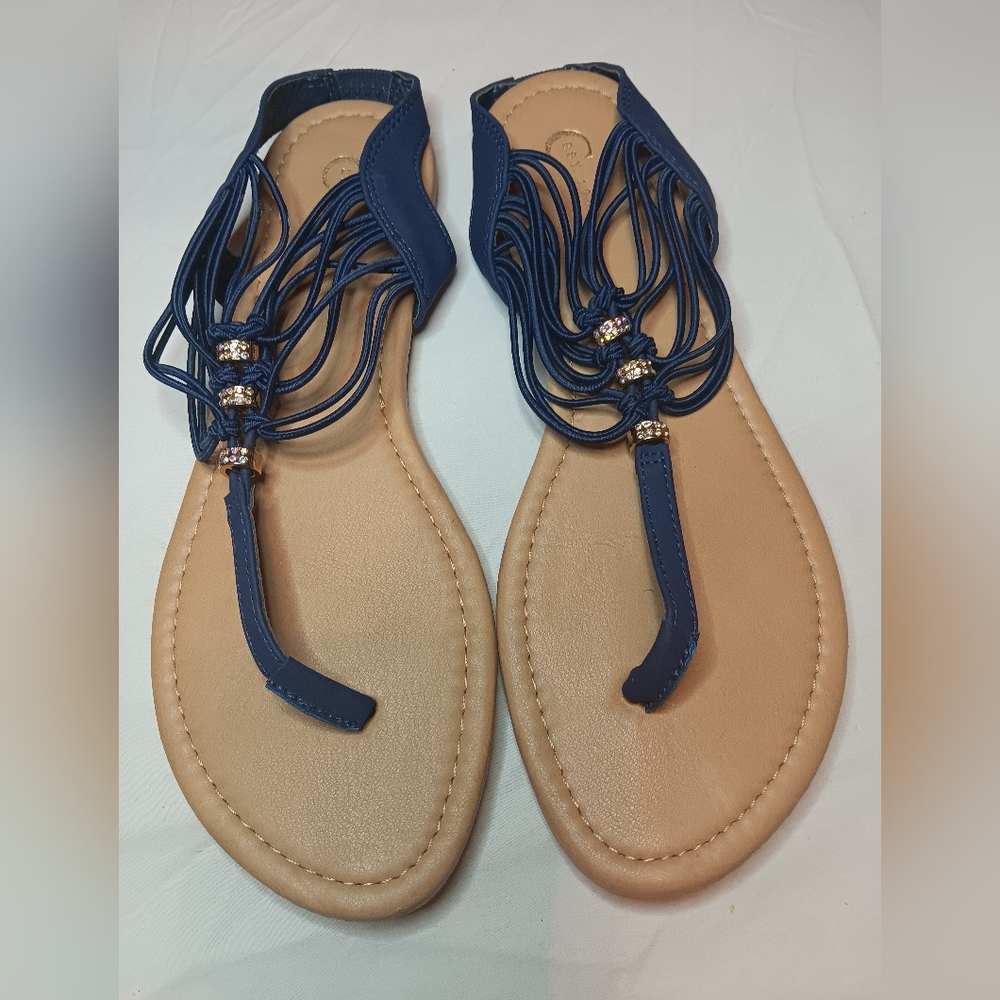 Cato Beaded stretchy Blue Sandal Slip On 9